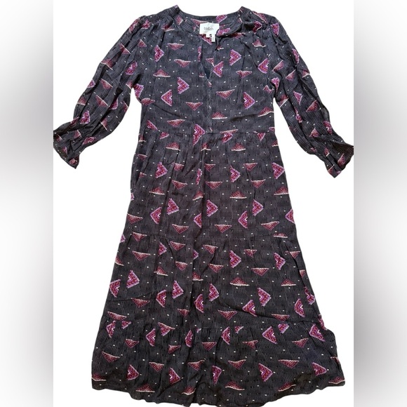 Ba&sh Black Calliope Printed Tiered Midi Dress Size XS - Picture 3 of 7